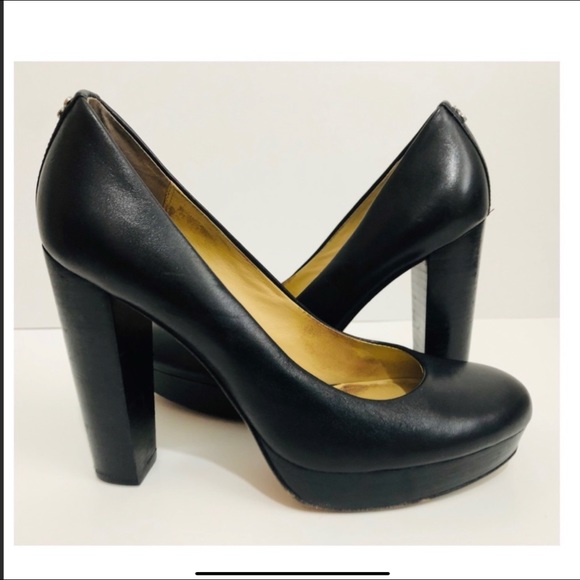 Coach Shoes - Coach Platform Pumps Black Leather Chunky Heel 6